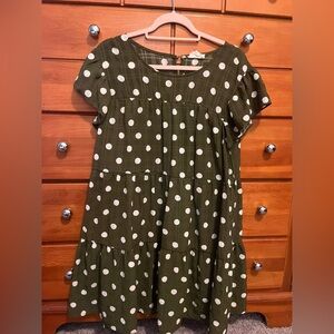 Blu Pepper Olive Polka Dot Dress